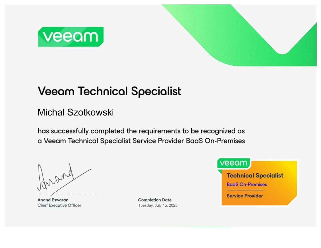 Veeam TS BaaS On-Premises